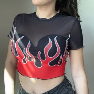 Shein Flame Crop Top